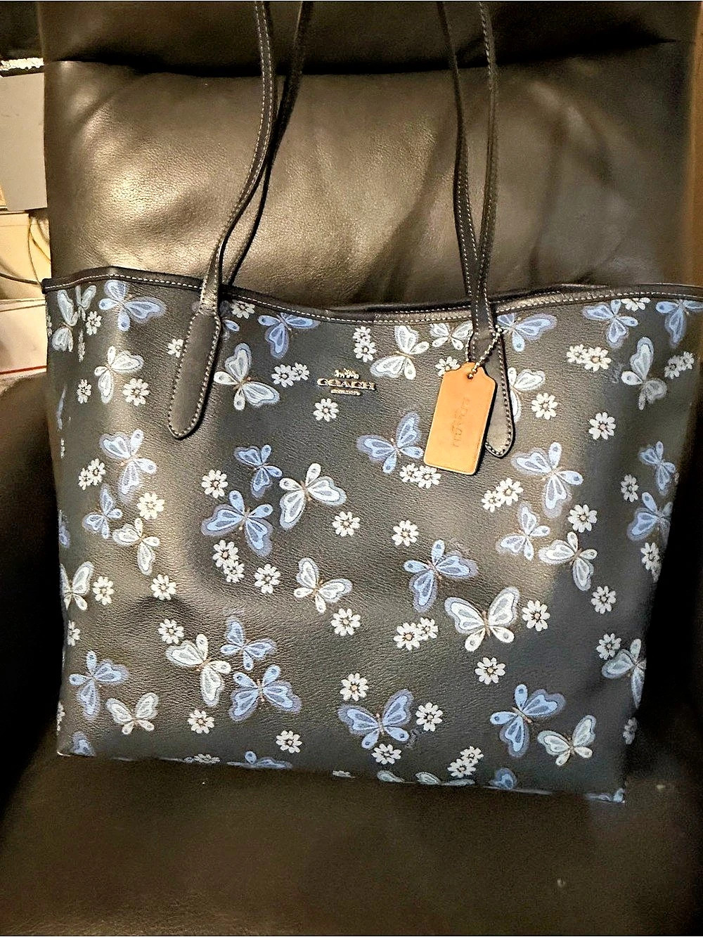 Coach City Tote With Lovely Butterfly Print
